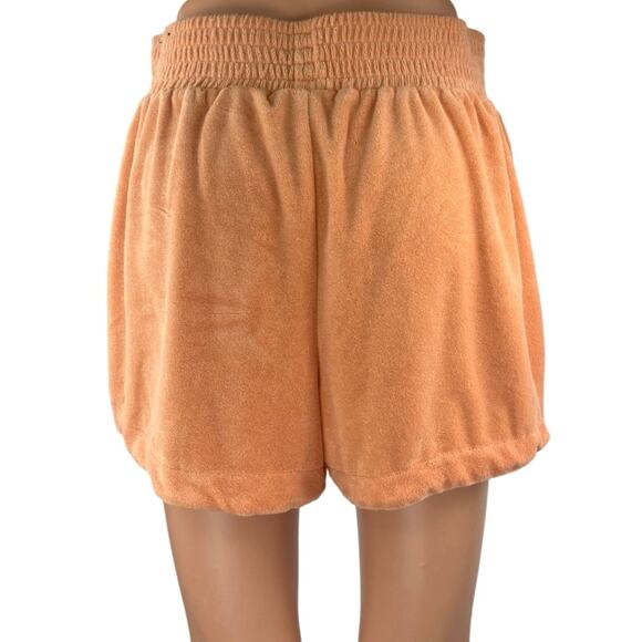 Nike Orange Terry Cloth Snap Button Elastic Waist Athletic Sports Sweat Shorts S - Picture 3 of 5